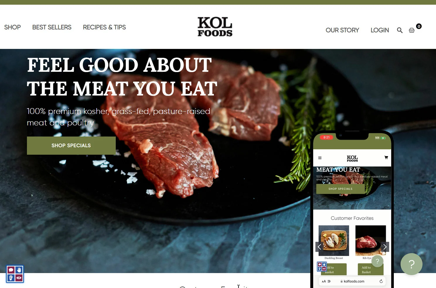 KOL Foods BigCommerce kosher food ecommerce website with ERP integration